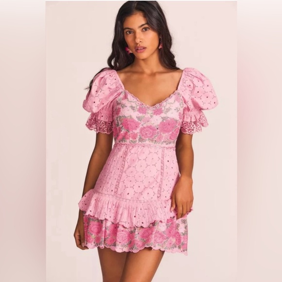 NWT - LOVE SHACK FANCY - THRESSEY DRESS IN FROSTED BERRY SIZE: 12 - Picture 1 of 16